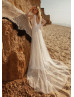 Ivory Lace Tassels V Back Wedding Dress